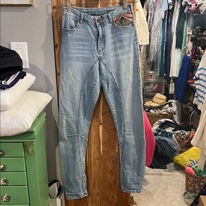 Cotelac Trendy Light Blue Skinny Jeans with Patterned Pocket